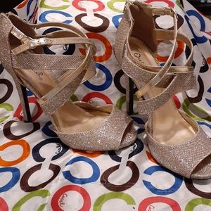 Formal Gold Shimmer Stilettos